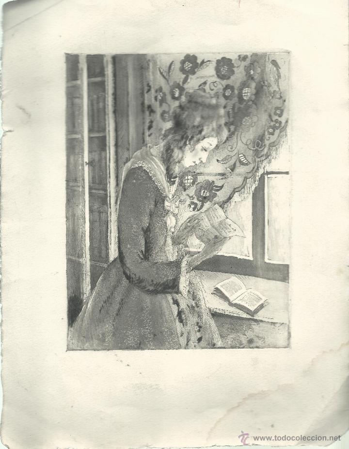 Lettres commerciales: GRABADOS DE SE&Ntilde;ORA LEYENDO UNA CARTA EN LA VENTANA