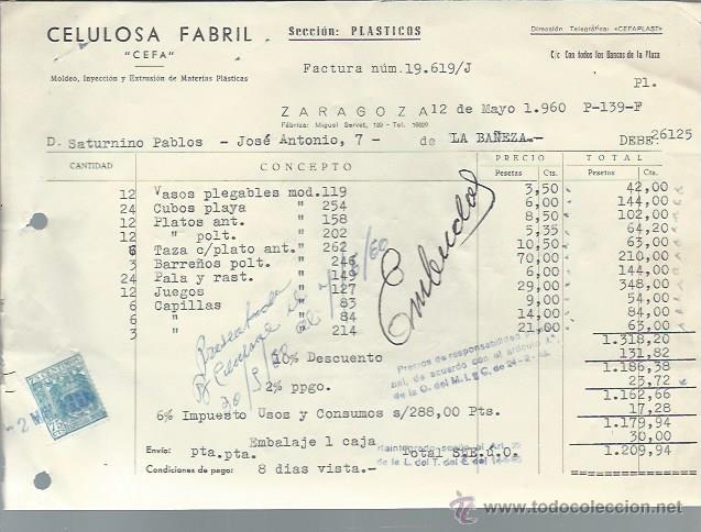 Commercial Letters: CARTA COMERCIAL CELULOSA FABRIL, ZARAGOZA 12 MAYO 1960