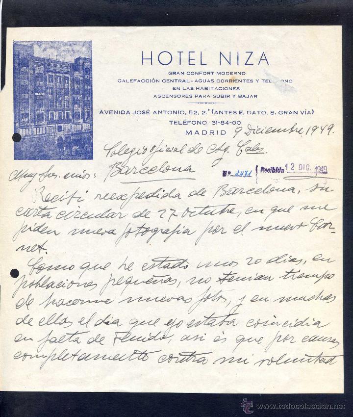 Commercial Letters: Madrid. *Hotel Niza...* Fechada 1949.