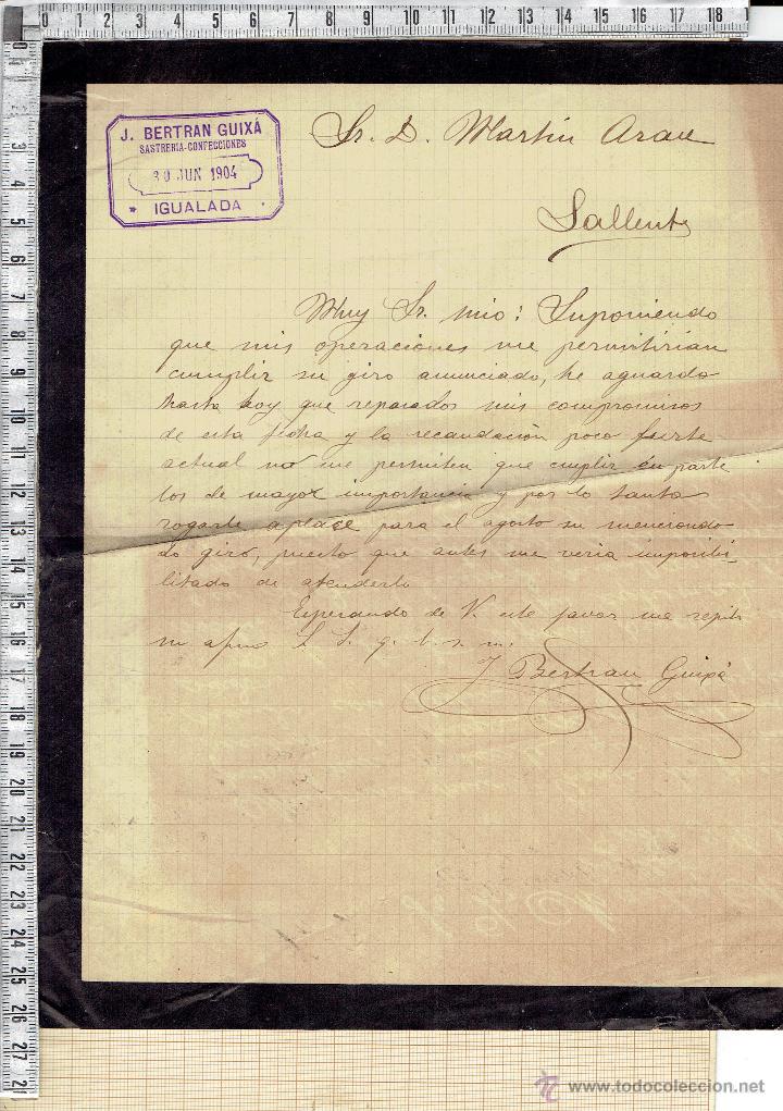 Cartas comerciales: CARTA COMERCIAL FECHADA EN IGUALADA-1904. - Foto 1