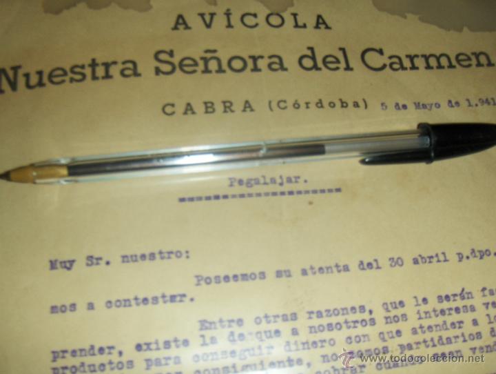 Gesch&auml;ftsbriefe: AVICOLA NUESTRA SE&Ntilde;ORA DEL CARMEN, CABRA CORDOBA 1941.