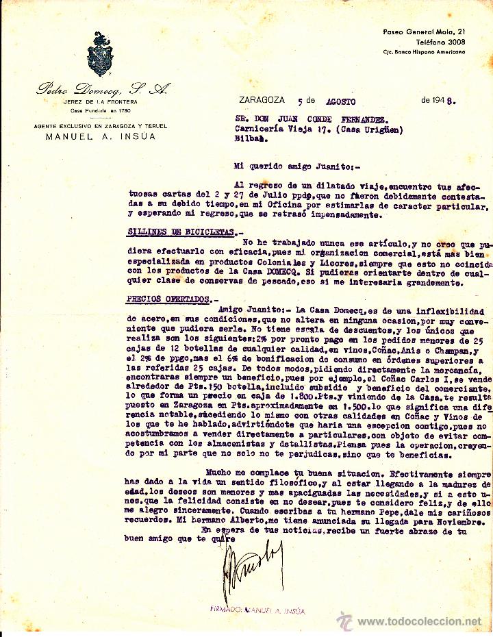 Cartas comerciales: Pedro Domecq - Jerez de la Frontera 1948