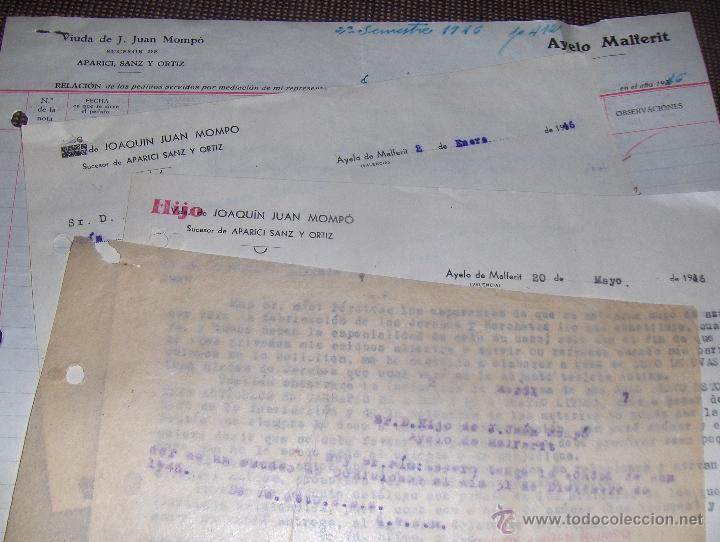 Commercial Letters: VIUDA E HIJO DE JOAQUIN JUAN MOMPO. LICORES Y ANISADOS. AYELO DE MALFERIT, VALENCIA 1946.