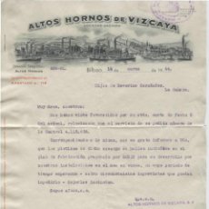 Cartas comerciales: CARTA COMERCIAL. ALTOS HORNOS DE VIZCAYA, S.A. BILBAO, 14 DE MARZO DE 1944.. Lote 47721577