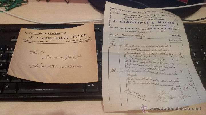 Lettres commerciales: SOBRE Y CARTA HOJALATERIA Y ELECTRICIDAD J. CARBONELL BACHS - SAN FELIU DE CODINAS