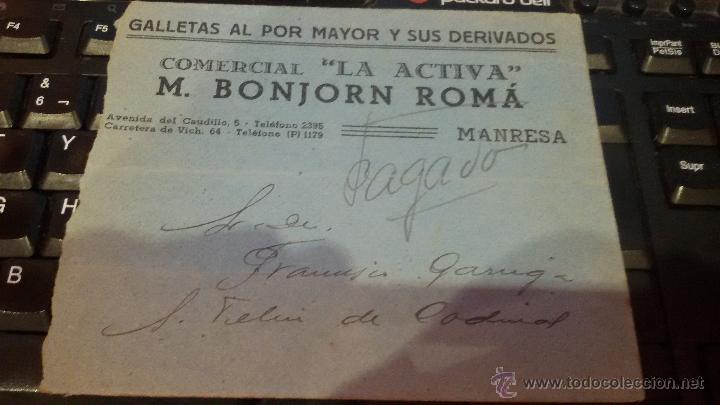 Lettres commerciales: SOBRE PARA CARTA COMERCIAL LA ACTIVA - M. BONJORN ROMA - MANRESA