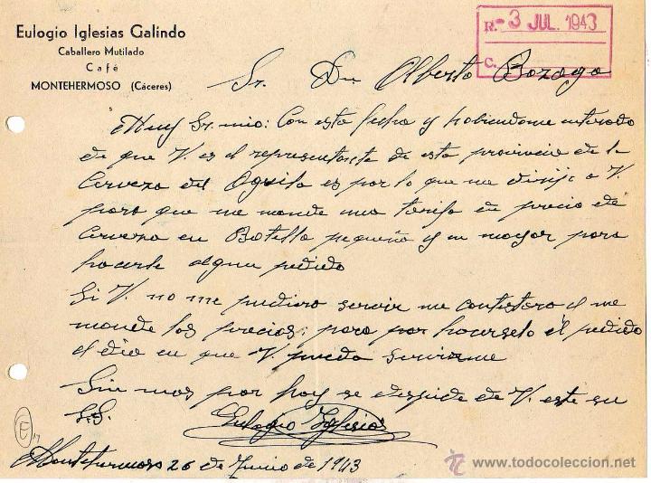 Lettere commerciali: Ticiano Fern&aacute;ndez Sol&iacute;s. Tejidos y paqueter&iacute;a. Montehermoso C&aacute;ceres. Firma