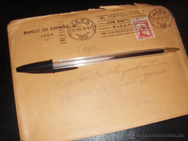 Gesch&auml;ftsbriefe: ACEITE, FRANQUEO DE RODILLO DE ACEITE 1935. BANCO DE ESPA&Ntilde;A, JAEN.