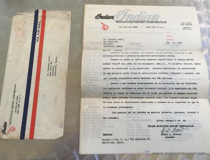 Cartas comerciales: Carta original del a&ntilde;o 1948 de Indian - Foto 1