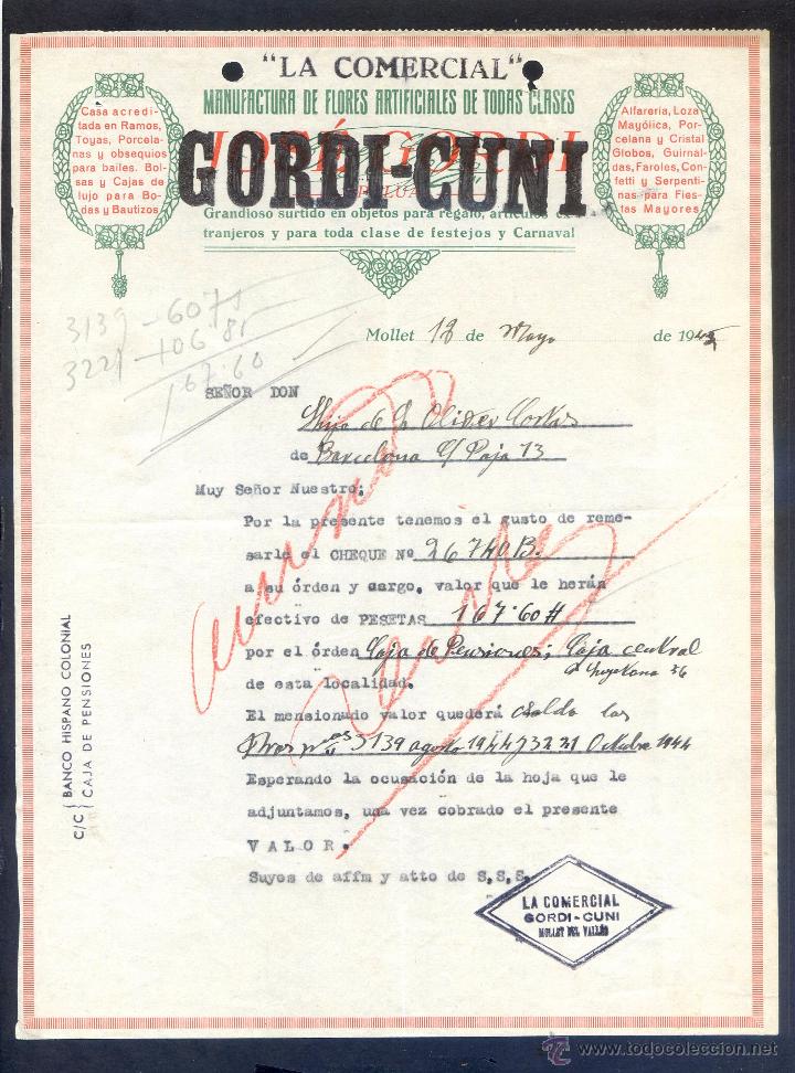 Commercial Letters: Mollet *La Comercial. Gordi-Cuni...* Fechada Mayo 1944.