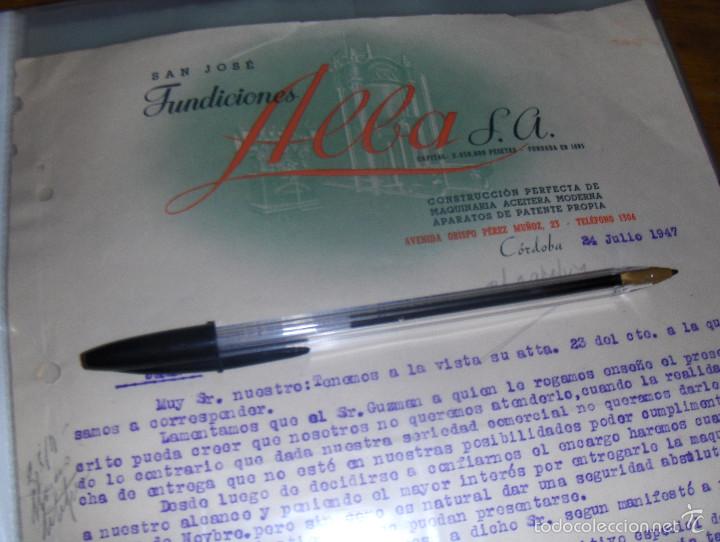 Lettres commerciales: SAN JOSE. FUNDICIONES ALBA. MAQUINARIA PARA FABRICAS DE ACEITE. CORDOBA 1947.