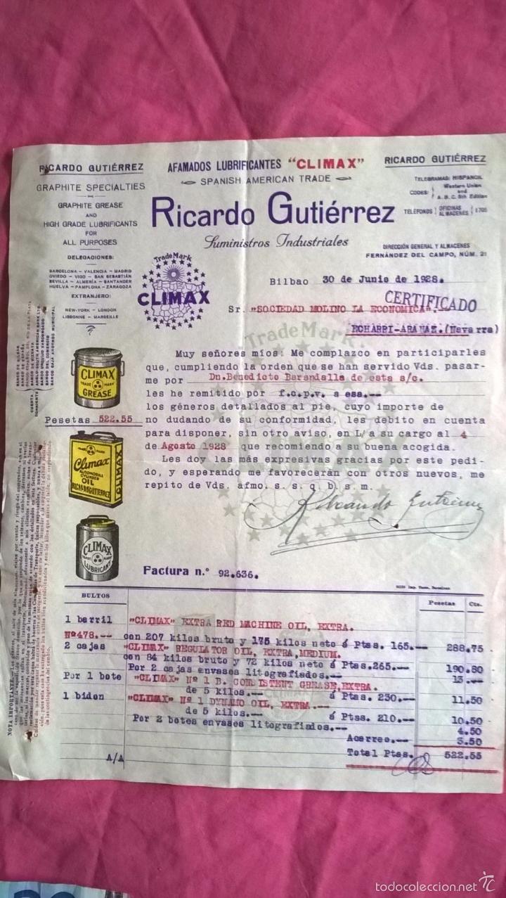 Cartas comerciales: Bilbao. Lubricantes. 1928 - Foto 1