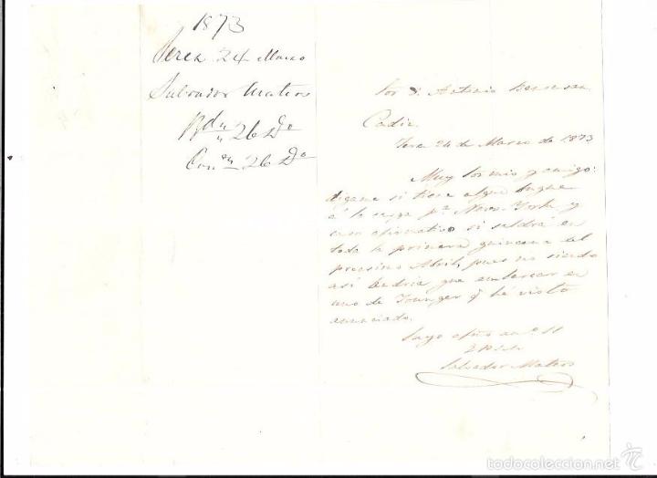 Gesch&auml;ftsbriefe: JEREZ. 1873. SALAVADOR MATEOS.