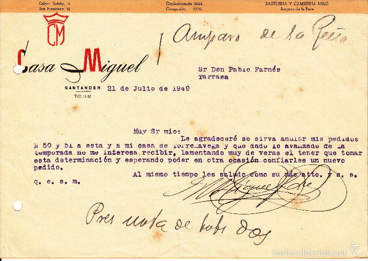 carta comercial de sastrería casa miguel en san - Comprar Cartas  comerciales antiguas en todocoleccion - 57960034