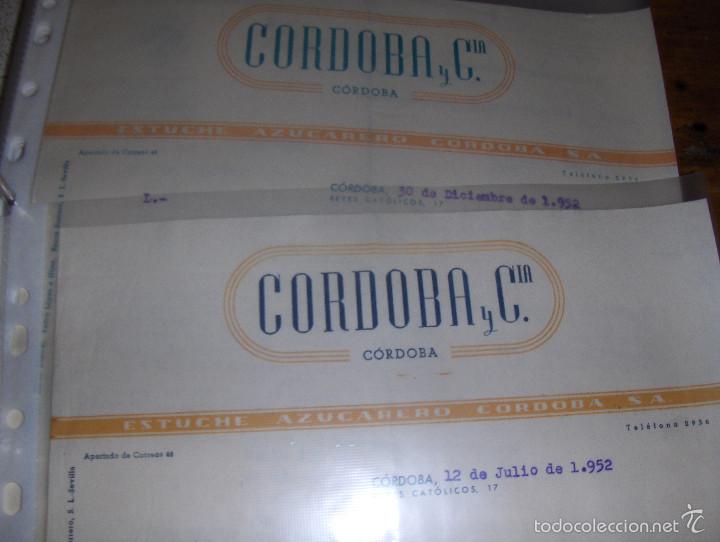Cartas comerciales: CORDOBA Y CIA SA. ESTUCHE AZUCARERO CORDOBA SA. AZUCARES 1952.