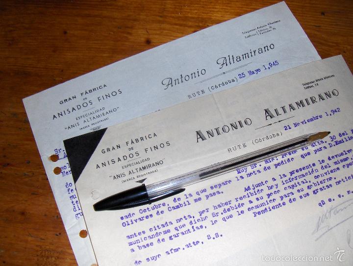 Lettres commerciales: ANIS ALTAMIRANO, ANTONIO ALTAMIRANO. RUTE CORDOBA 1942 Y 1945.