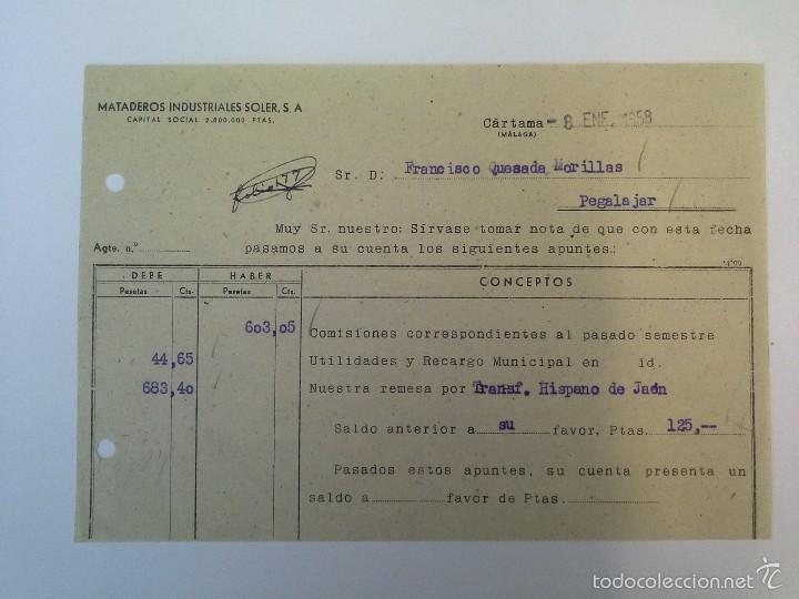 Lettres commerciales: MATADEROS INDUSTRIALES SOLER, S.A. C&Aacute;RTAMA 1958. FRANCISCO QUESADA MORILLAS.