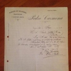 Cartas comerciales: ANTIGUA CARTA COMERCIAL SALAZONES HARINAS ALQUITRÁN COMERCIAL ÁGUILAS MURCIA 1910. Lote 71547855