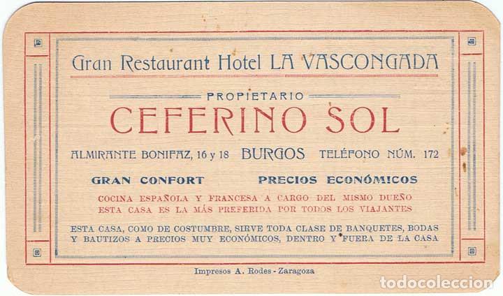 Commercial Letters: Tarjeta de estancia en el Gran Restaurant Hotel La Vascongada 1921
