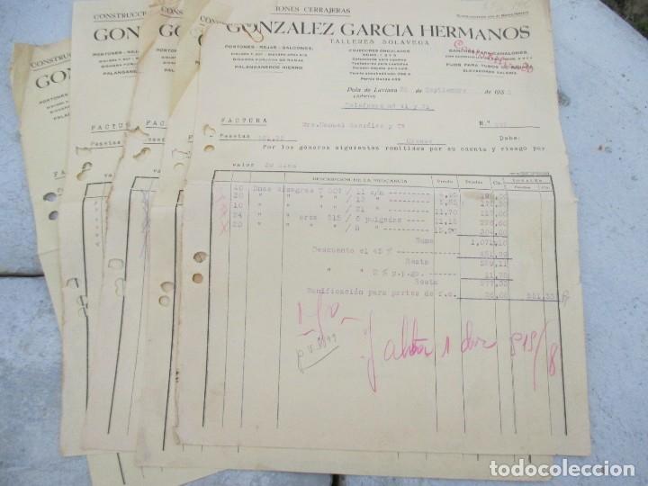 Lettres commerciales: POLA DE LAVIANA ASTURIAS 1935 - LOTE 5 FACTURAS GONZALEZ GARCIA HERMANOS POR VENTA BISAGRAS.