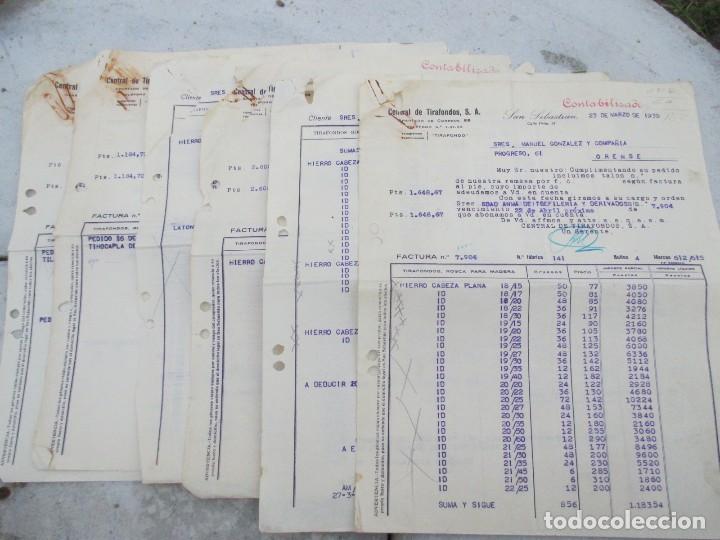 Cartas comerciales: SAN SEBASTIAN 1935 - LOTE 6 FACTURAS ' CENTRAL DE TIRAFONDOS ' POR VENTA TORNILLERIA Y TREFILERIA.