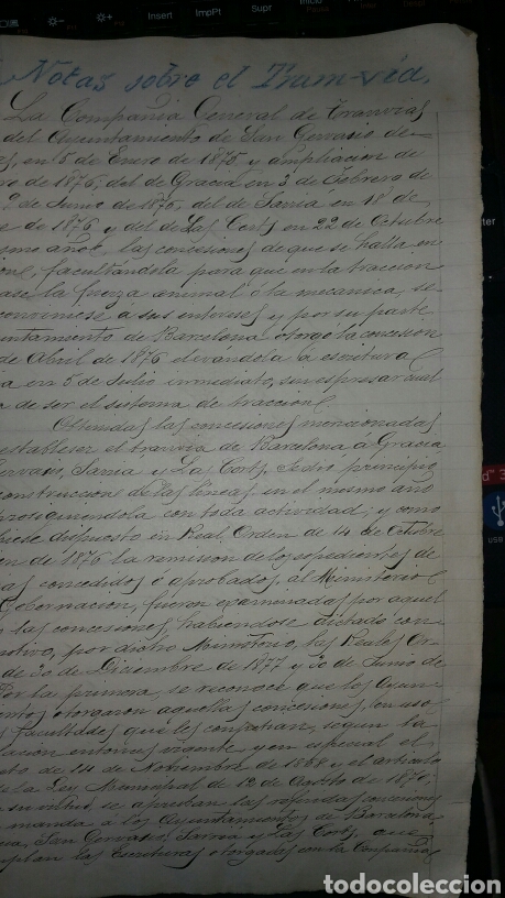 Lettres commerciales: Documentos sobre la creaci&oacute;n del tranv&iacute;a en Barcelona a&ntilde;o 1876