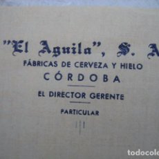 Cartas comerciales: CARTA COMERCIAL DE LA FÁBRICA DE CERVEZA DE ÁGUILA EN CORDOBA. Lote 80511377