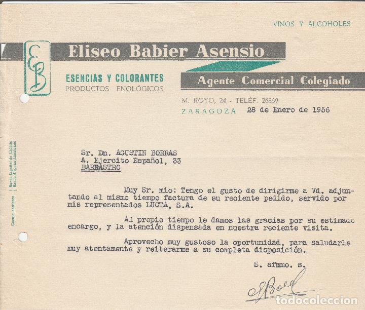 Lettere commerciali: CARTA COMERCIAL. ELISEO BABIER ASENCIO. ZARAGOZA. 1956.