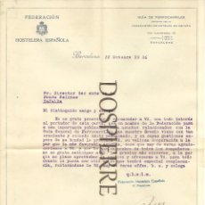 Cartas comerciales: CARTA COMERCIAL, DE LA FEDERACIÓN HOSTELERA ESPAÑOLA A DIRECTOR DE FONDA SALINAS, TAFALLA, 1926