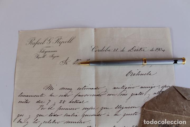 Cartas comerciales: RAFAEL G. RIPOLL, FILIGRANAS, JOYERO. CORDOBA DICIEMBRE DE 1904