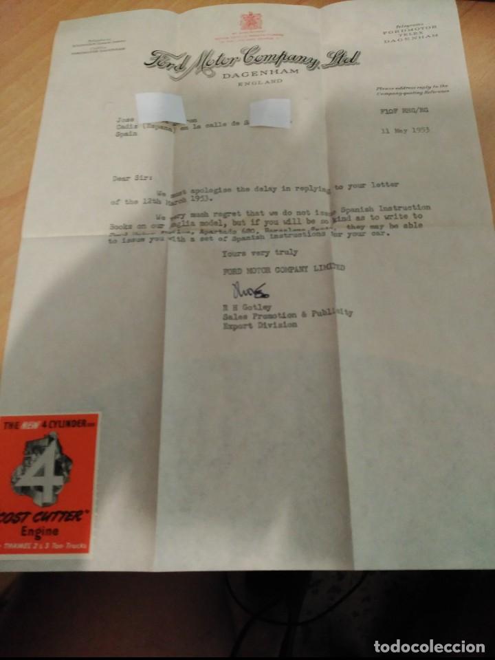 Cartas comerciais: ford carta comercial de la casa ford en inglaterra  1953