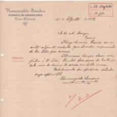 Cartas comerciais: HERMENEGILDO SÁNCHEZ FÁBRICA DE CHOCOLATES. CORIA CÁCERES. 1932 FIRMA PORPIETARIO. Lote 99543811
