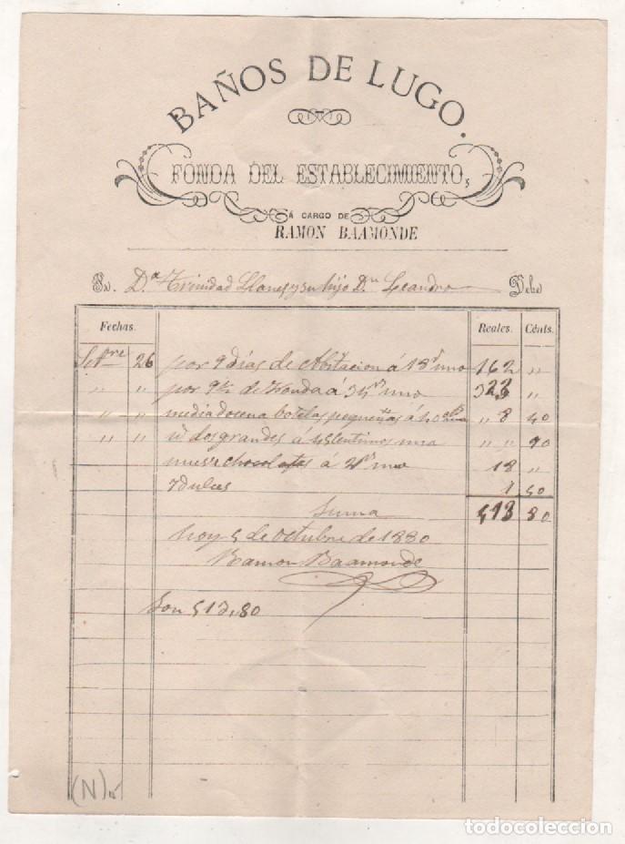 Lettere commerciali: Ba&ntilde;os de Lugo. Fonda del establecimiento a cargo de Ram&oacute;n Baamonde. Lugo. Medio folio.