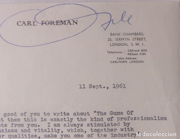Cartas comerciales: Carl Foreman signed letter/1961 - Foto 2