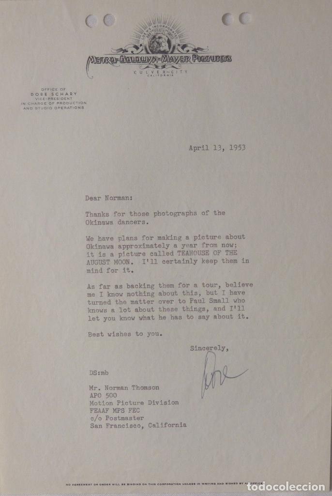 Gesch&auml;ftsbriefe: Dore Schary signed letter,April 13, 1953, Metro-Goldwyn-Mayer.