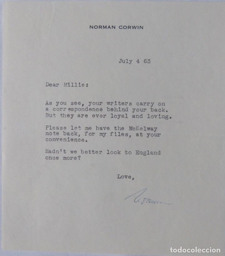 Cartas comerciales: Norman Corwin signed letter, July 4, 1963. - Foto 1