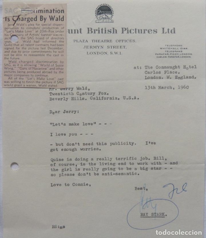Cartas comerciales: Ray Stark signed letter,1960, Paramount British pictures. - Foto 1
