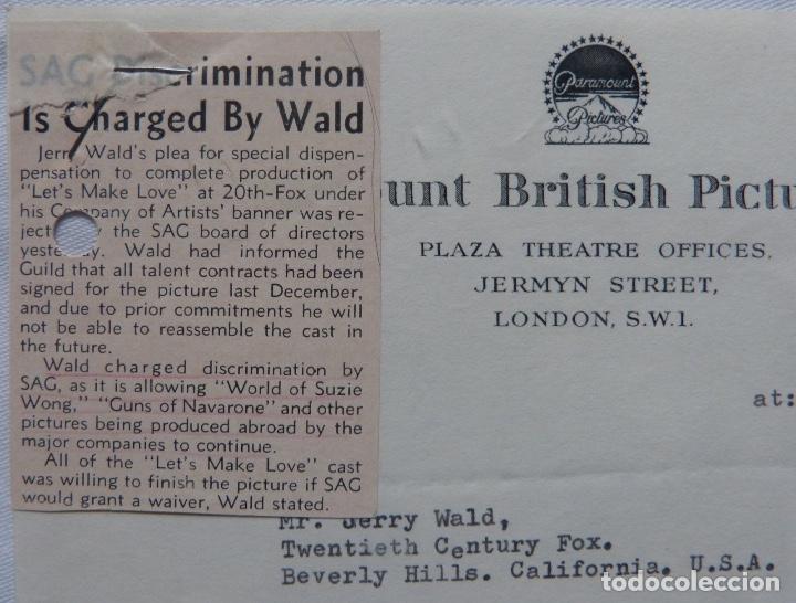 Cartas comerciales: Ray Stark signed letter,1960, Paramount British pictures. - Foto 2