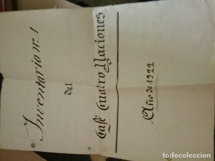 Lettere commerciali: Unico y Antiguo documento inventario a&ntilde;o 1922 caf&eacute; CUATRO naciones