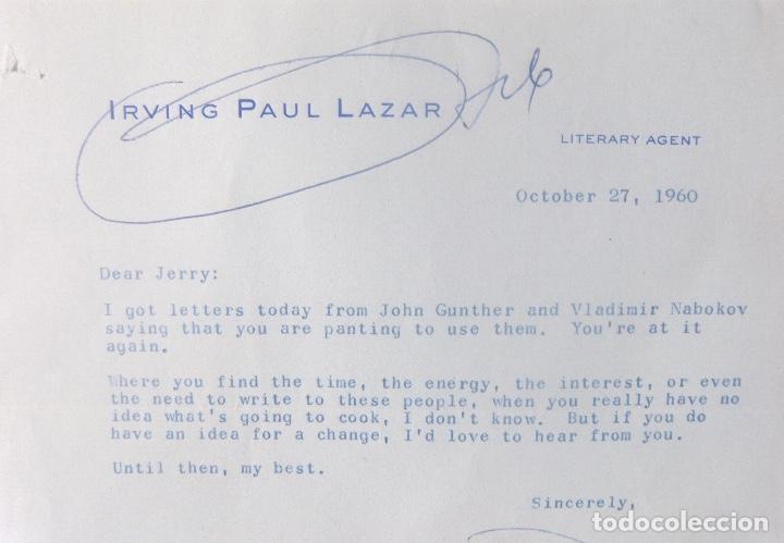 Cartas comerciales: Irving Paul Lazar letter signed/1960 - Foto 2