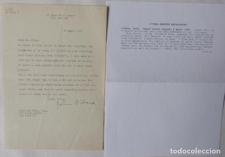 Cartas comerciales: John O&acute;hara letter signed/1947 - Foto 1