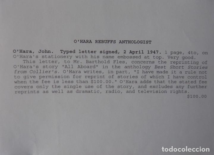 Cartas comerciales: John O&acute;hara letter signed/1947 - Foto 2