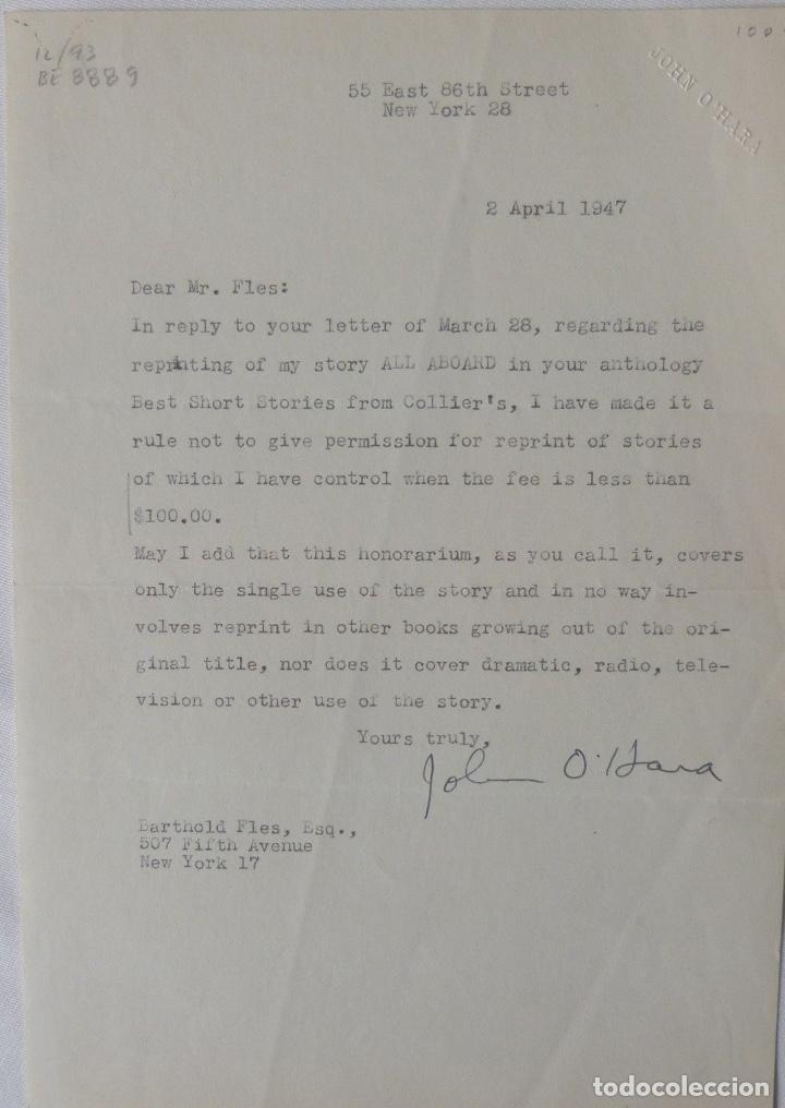 Cartas comerciales: John O&acute;hara letter signed/1947 - Foto 3