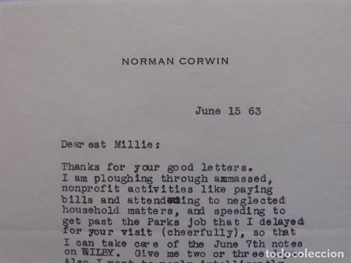 Cartas comerciales: Norman Corwin signed letter, June 15,1963 - Foto 4