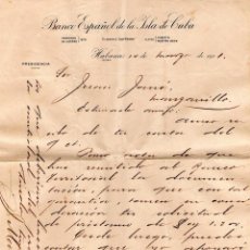 Cartas comerciales: 4 CARTAS BANCO ESPAÑOL DE LA ISLA DE CUBA,AÑO 1911,FIRMA SU PRESIDENTE JOSE MARIMON ,POST GUERRA