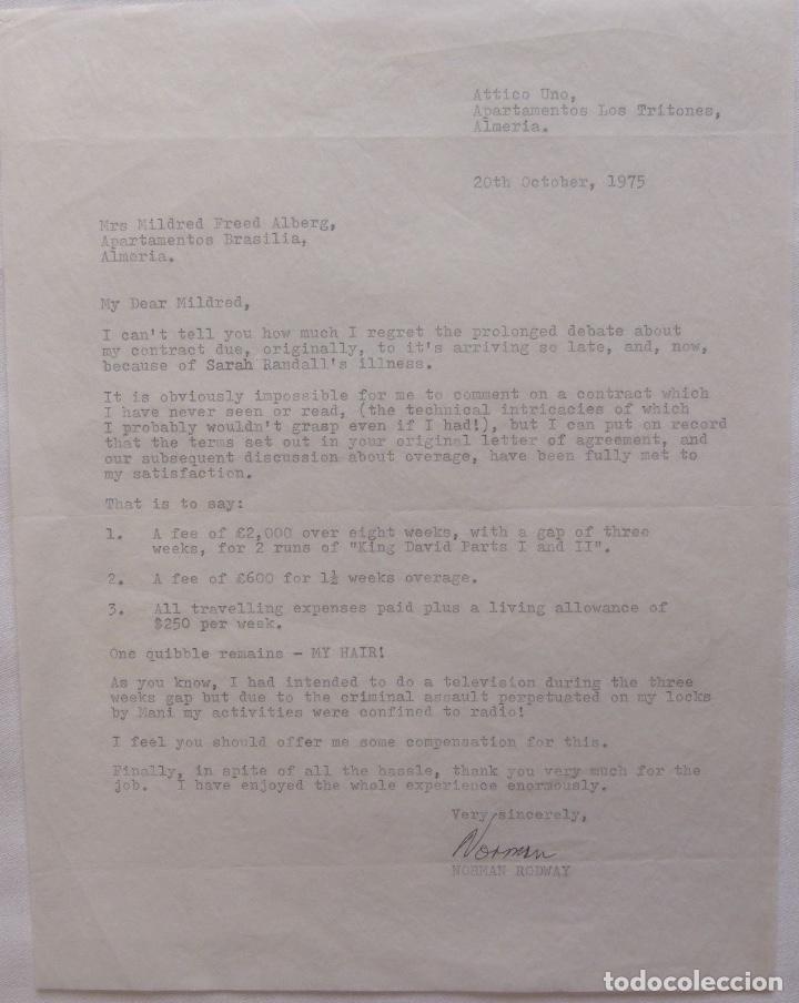 Cartas comerciales: Norman Rodway signed letter, 20th October, 1975 - Foto 1