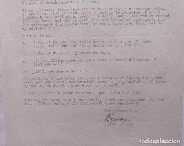 Cartas comerciales: Norman Rodway signed letter, 20th October, 1975 - Foto 2