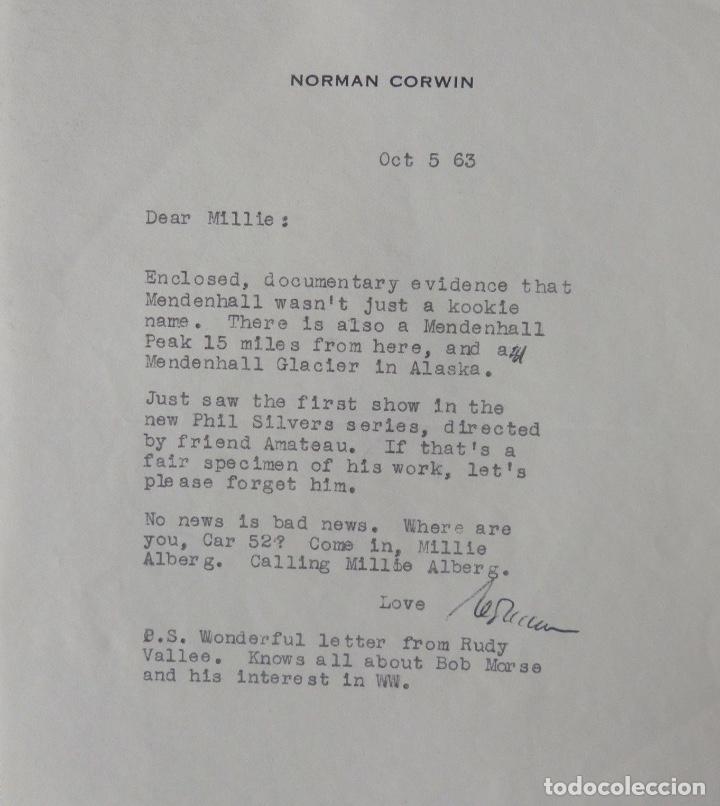 Cartas comerciales: Norman Corwin signed letter, Oct 5, 1963 - Foto 1