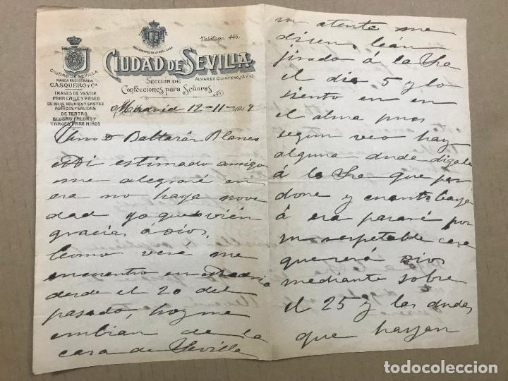 Commercial Letters: CIUDAD DE SEVILLA SECCION DE CONFECCIONES PARA SE&Ntilde;ORAS, CARTA CON MEMBRETE PUBLICITARIO,ESCRITA 1917