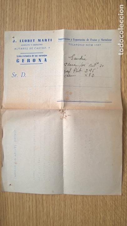 Cartas comerciales: Gerona. Frutas y Hortalizas